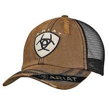 Ariat Distressed Oilskin Brown Patch Logo Cap