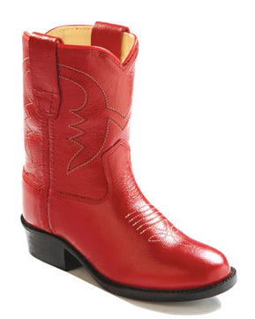 Old West Red Toddlers Girls Corona Calf Leather Round Toe Cowboy Boots