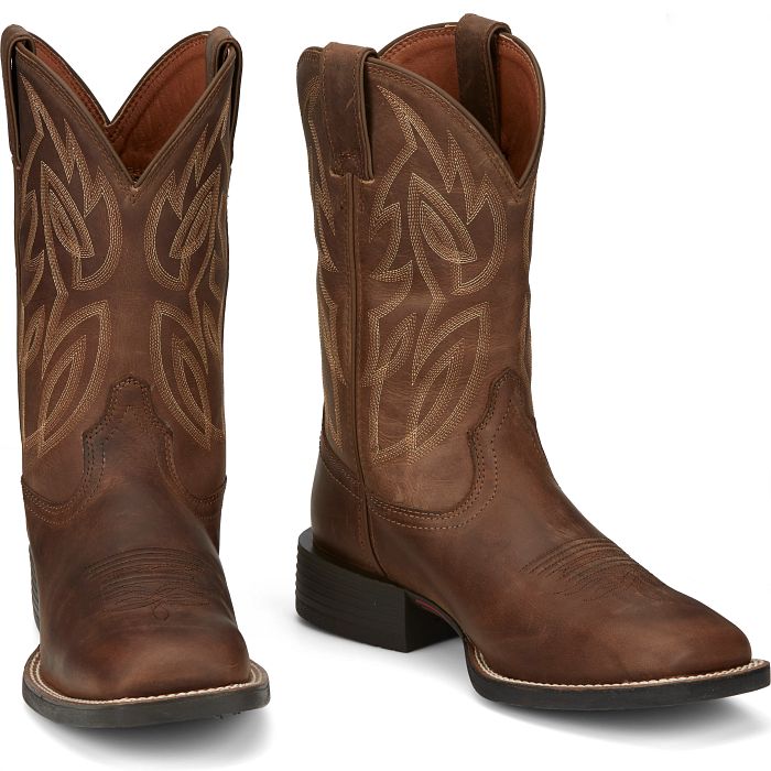Justin Dusky Brown Canter Cowhide Square Toe