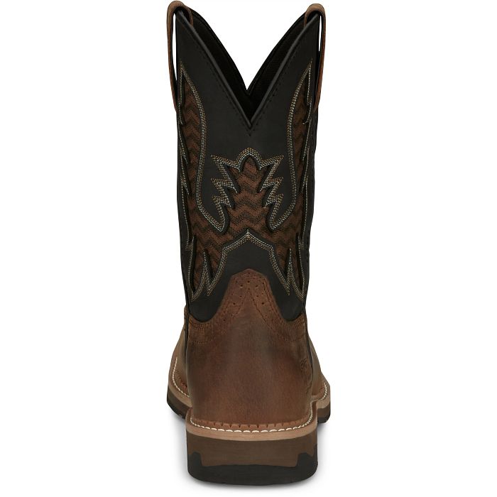 Justin Stampede Bolt Brown Square Toe Work Boots