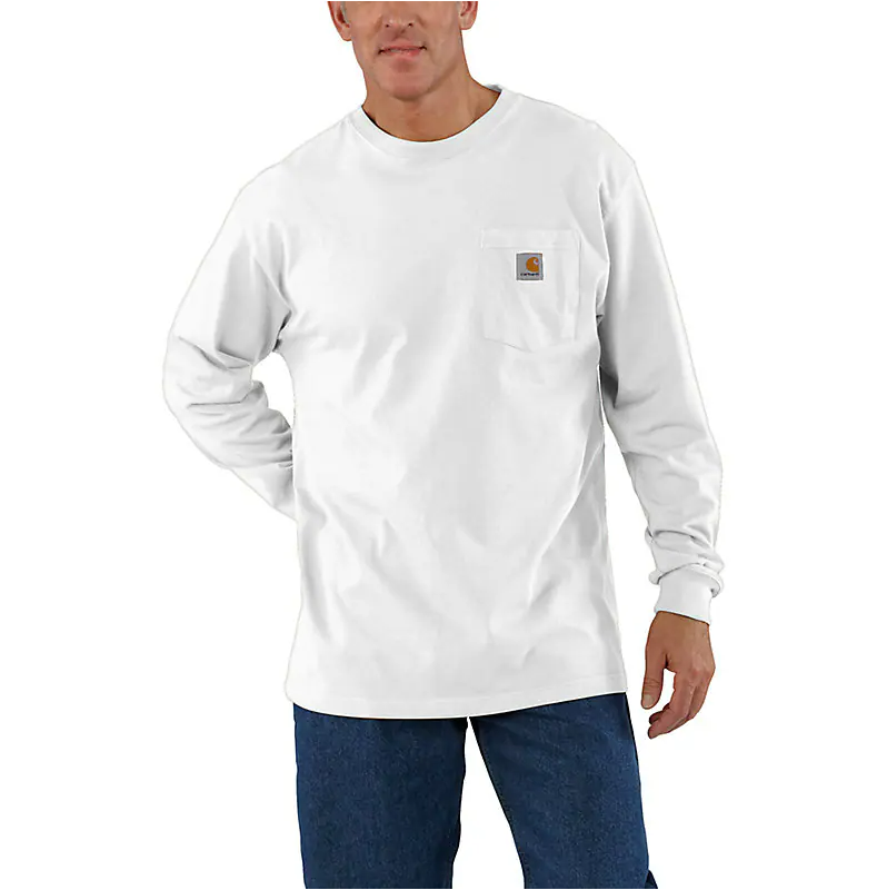 K126-WHT - LseFit HW LS Pckt Tshrt