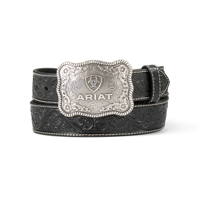 Ariat Black Embossed Plate Buckle Belt
