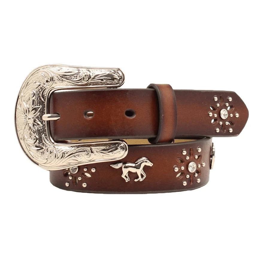 Ariat Kids Brown Leather Horse Concho Western Belt