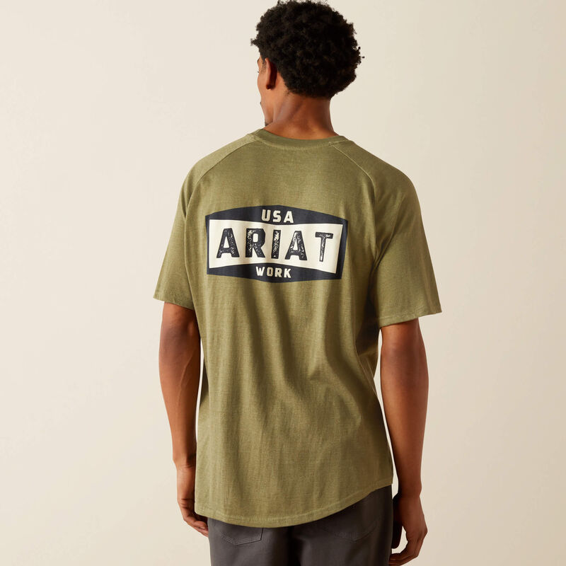 Rebar Cotton Strong Badge TShirt - Sage Heather