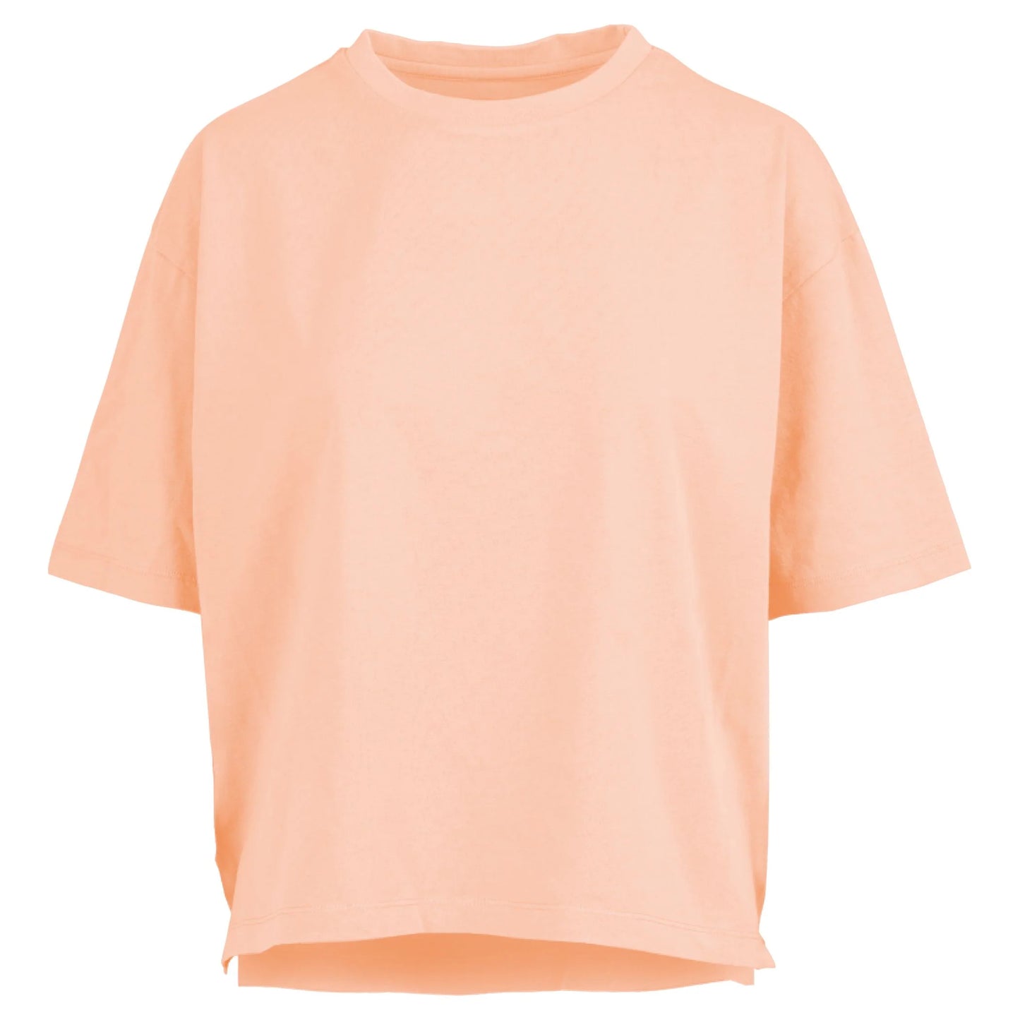 Short-Sleeve Crew-Neck Waist-Length Oversi Slub Top