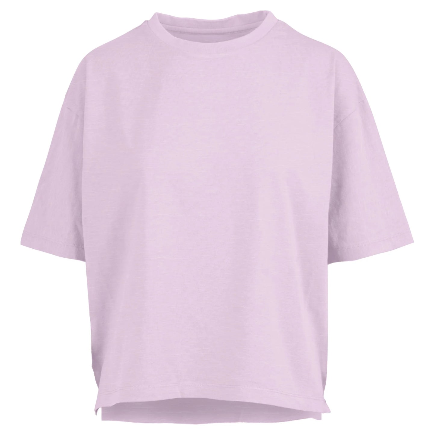 Short-Sleeve Crew-Neck Waist-Length Oversi Slub Top