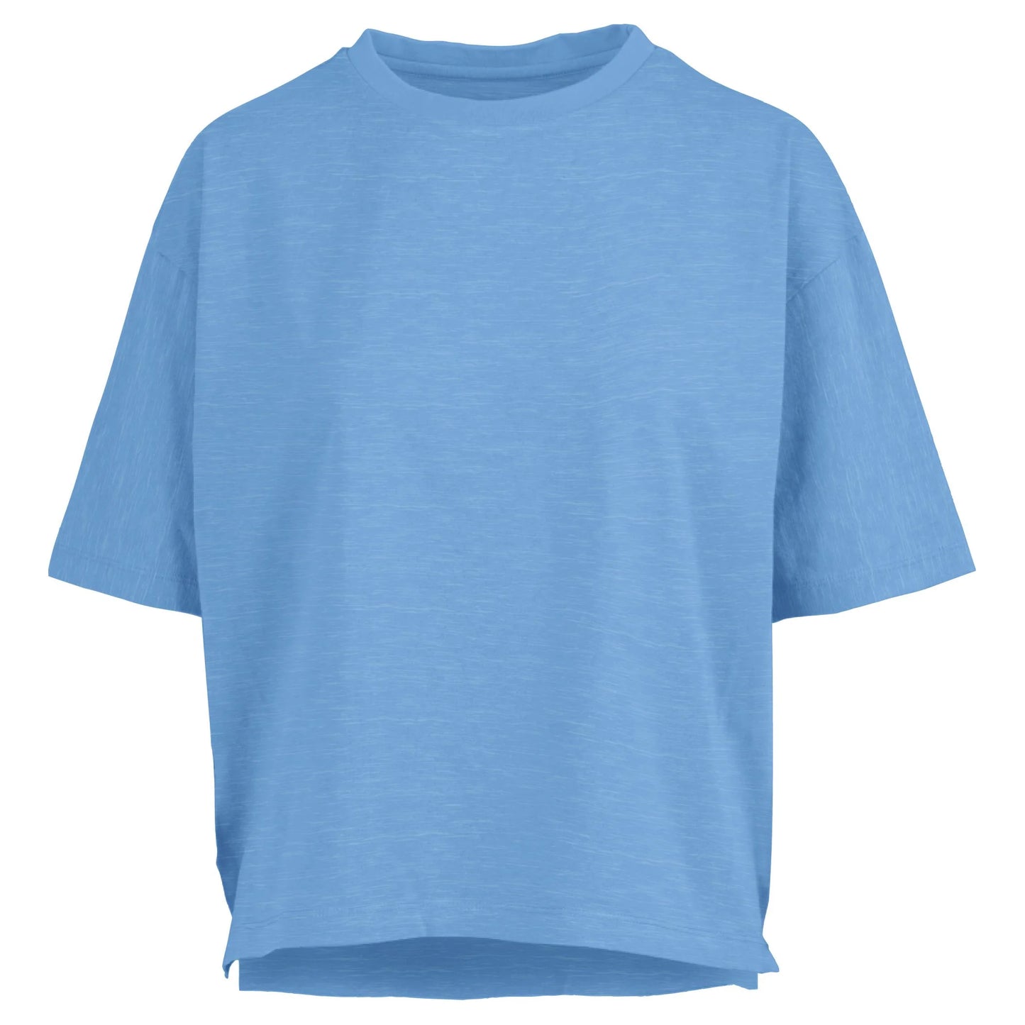Short-Sleeve Crew-Neck Waist-Length Oversi Slub Top