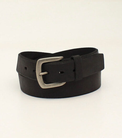 Ariat Beveled Edge Embroidered Logo Black Leather Belt