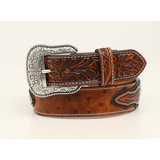 Ariat Ostrich Embossed Tabs Belt