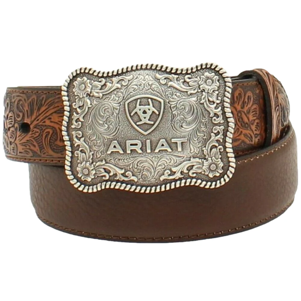 Ariat Kids  Flower Tooled Brown Belt