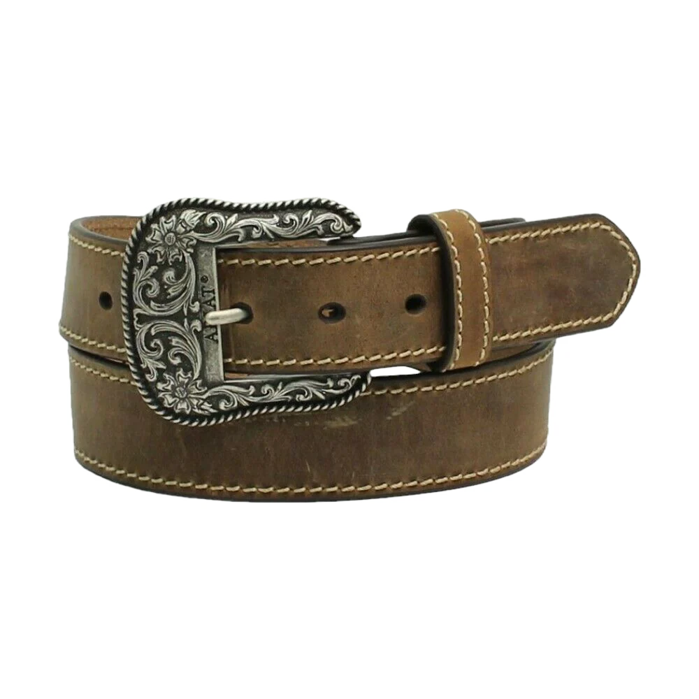 Ariat Womens Accent Distressed Brown Leather Belt