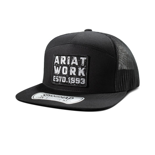Ariat Work 7 Panel Black Patch Cap