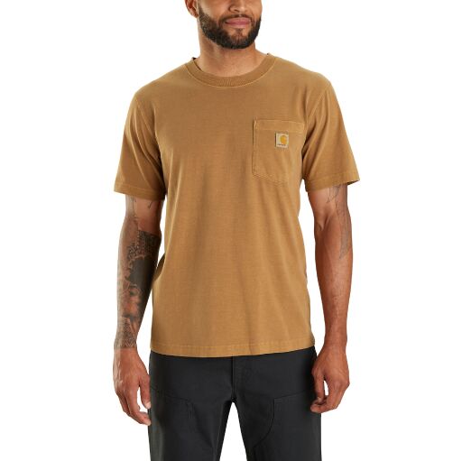106252-BRN - RlxdFit LW SS Dyed Pckt Tshrt
